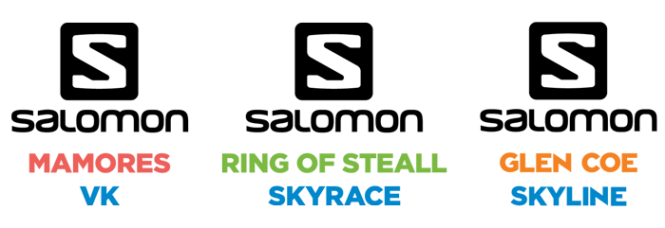 Salomon Mamores VK, Ring of Steall Skyrace, Glen Coe Skyline Logos
